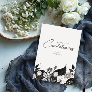 Elegante borde floral negro y blanco de condolenci