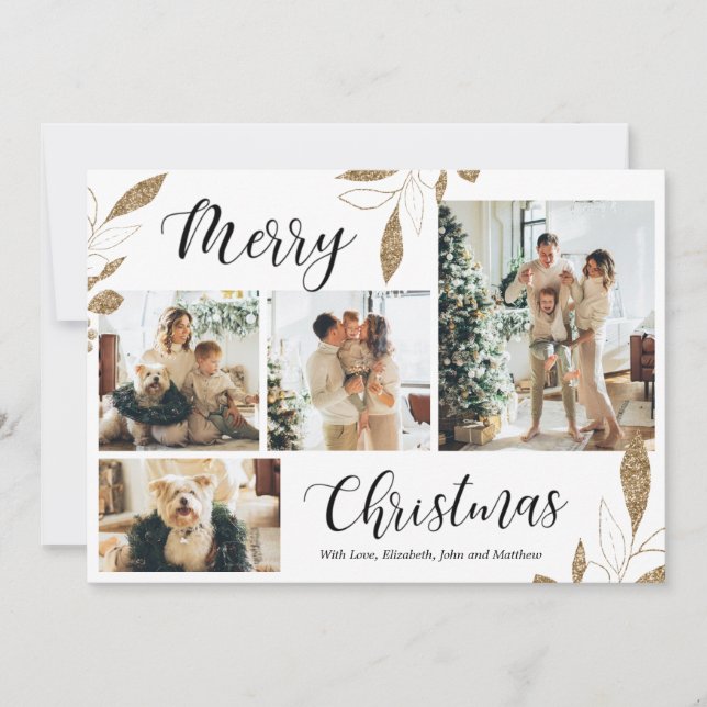 Elegante Botánico de Oro 4 Navidades de Collage de (Anverso)