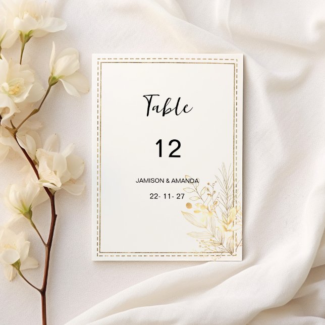 Elegante botánico dorado floral Números de mesa (Elegant botanical white gold floral Table Numbers)