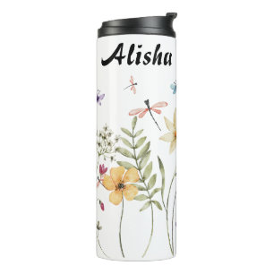 Elegante botella de agua de flores silvestres de v
