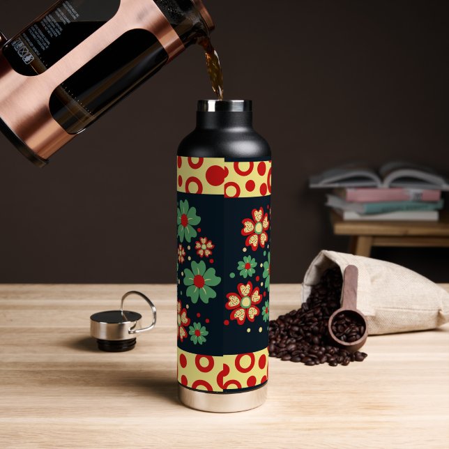Elegante botella de agua floral de Moda contemporá (Café)