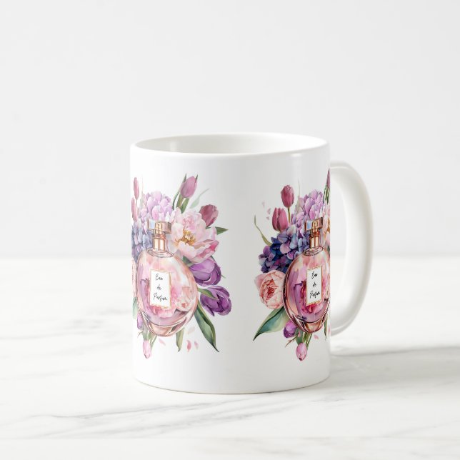 Elegante botella perfume de color de agua con taza (Anverso derecho)