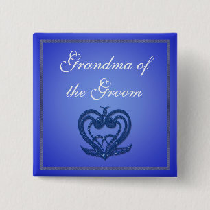 Elegante botón boda azul.