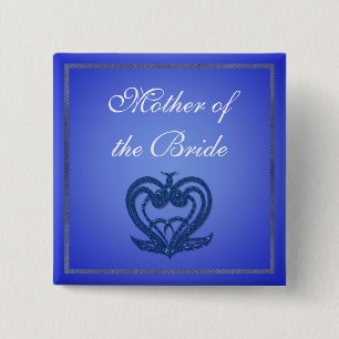 Elegante botón boda azul.