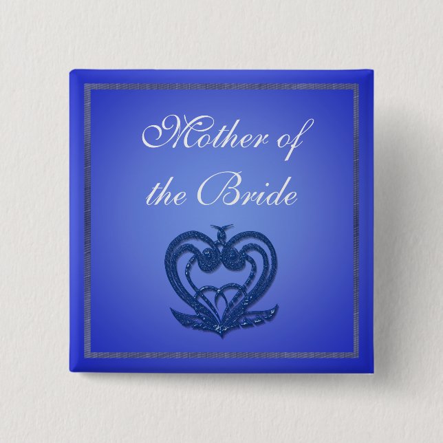 Elegante botón boda azul. (Anverso)