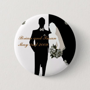 Elegante botón Boda de novia y Groom