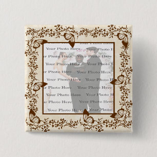 Elegante botón Cuadrado de mariposa