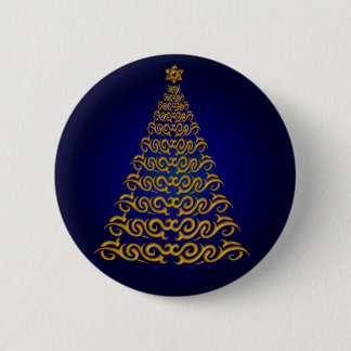 Elegante botón de árbol de Navidad azul