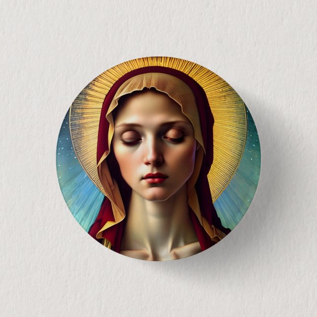 Elegante botón de la Virgen del Renacimiento (Anverso)