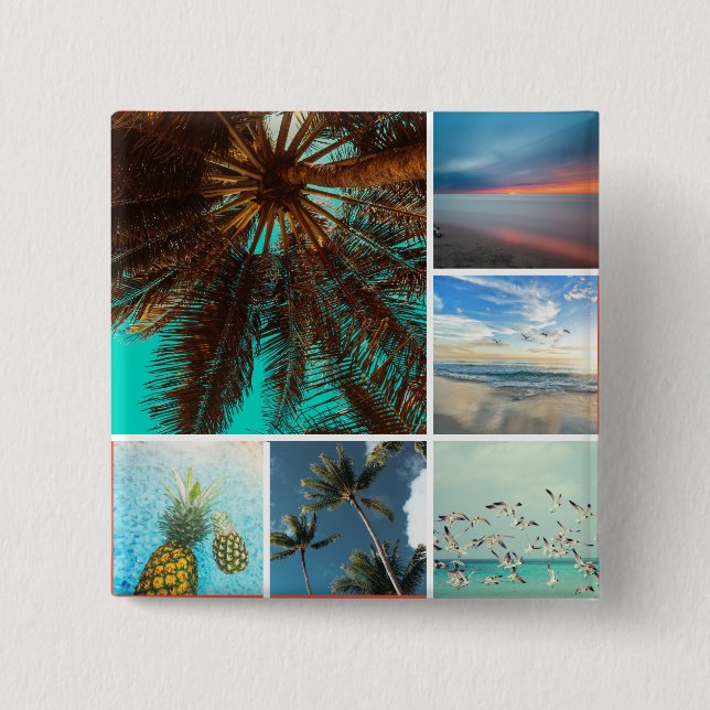 Elegante botón personalizado de 6 Collages de foto (Anverso)