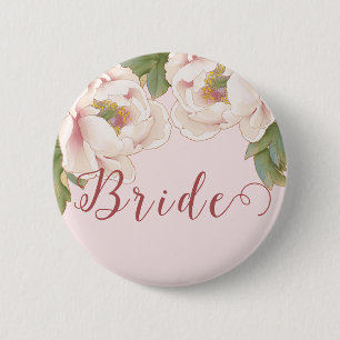 Elegante botón Rubor Pink Peony Floral Bride