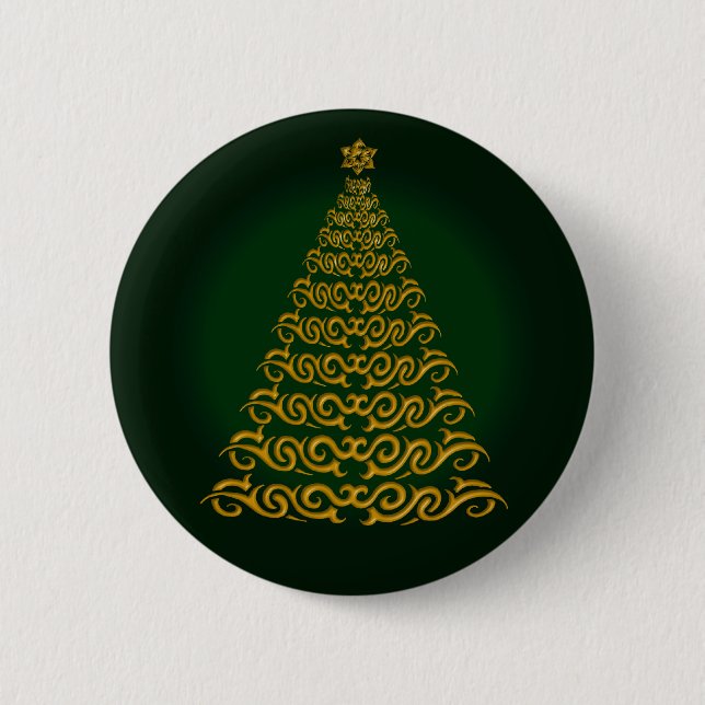 Elegante botón verde de árbol de Navidad (Anverso)