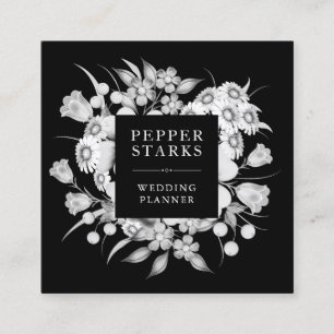 Elegante Bouquet de flores blancas   Tarjeta de pr