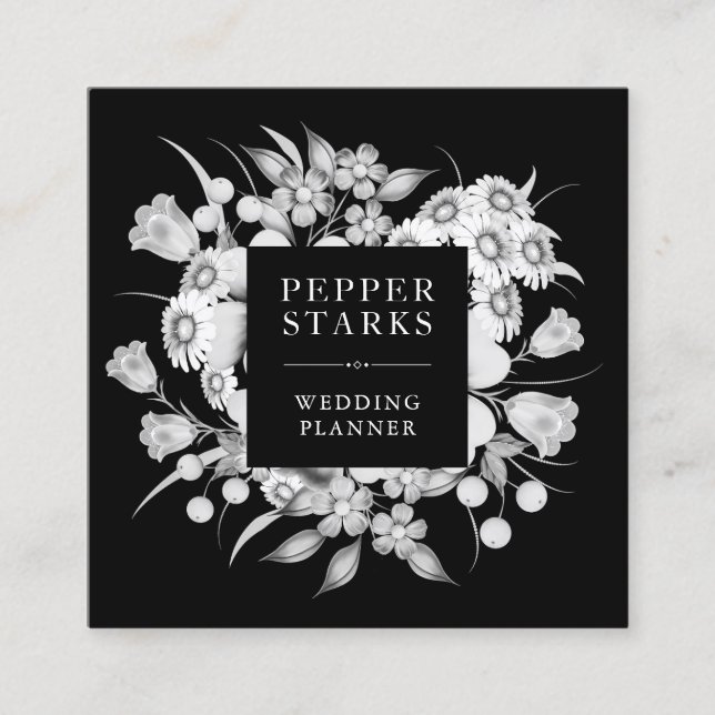 Elegante Bouquet de flores blancas | Tarjeta de pr (Anverso)