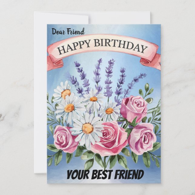 Elegante Bouquet Floral Invitación de cumpleaños (Anverso)