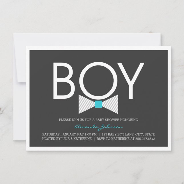 Elegante Bow Tie Boy Baby Shower Invitaciones (Anverso)