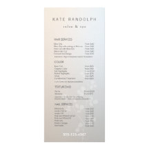 Elegante Branch Salon Price List Service Menú