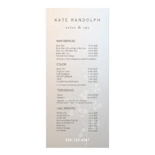 Elegante Branch Salon Price List Service Menú