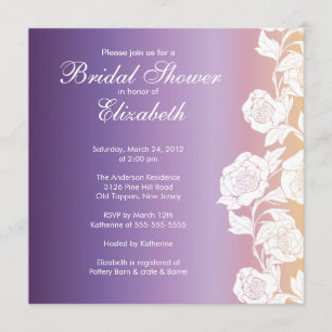 Elegante Bridal Bridal Invitación A La Ducha Púrpu
