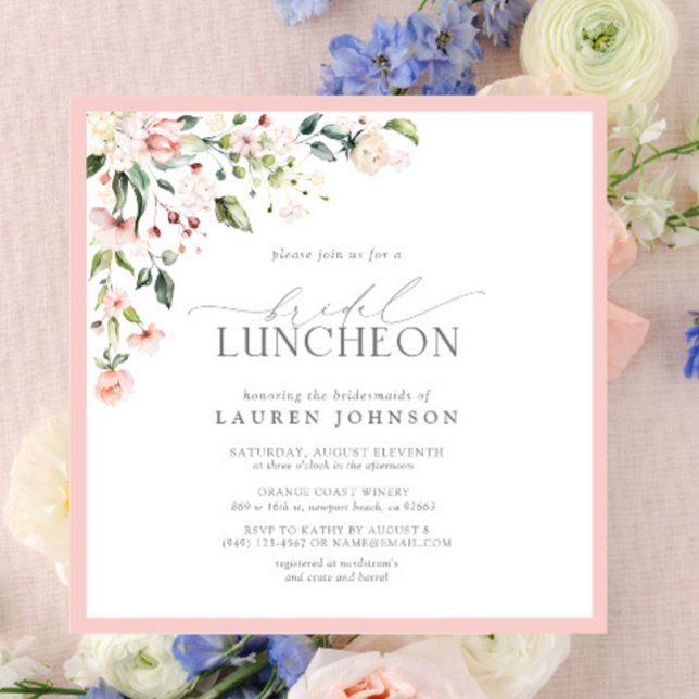 Elegante Bridal Luncheon Invitación rosa floral (Subido por el creador)