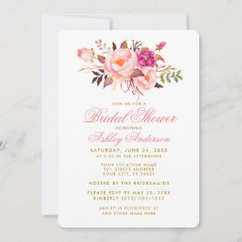 Elegante Bridal Shower Floral Oro rosa Invitación