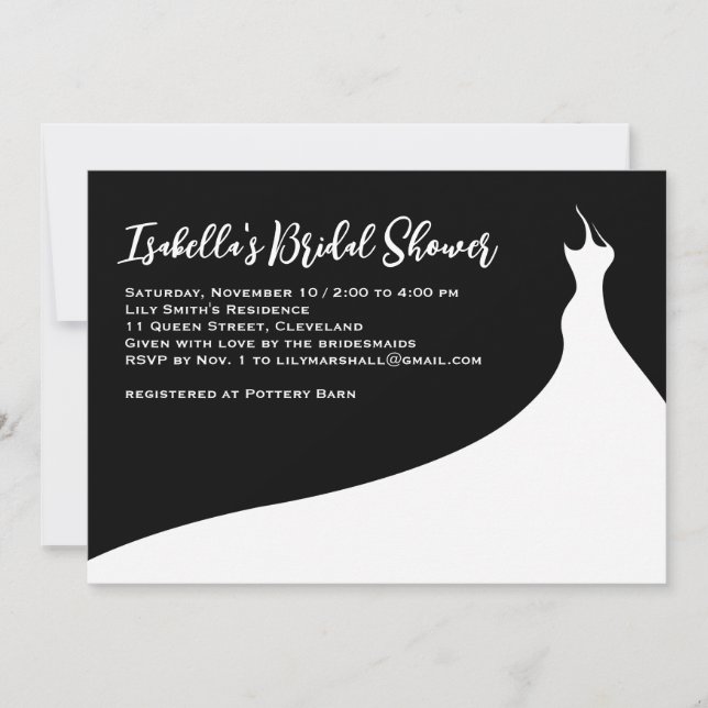Elegante Bridal Shower Invitación negro (Anverso)