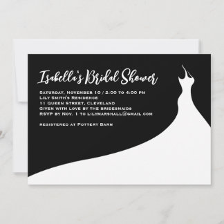 Elegante Bridal Shower Invitación negro