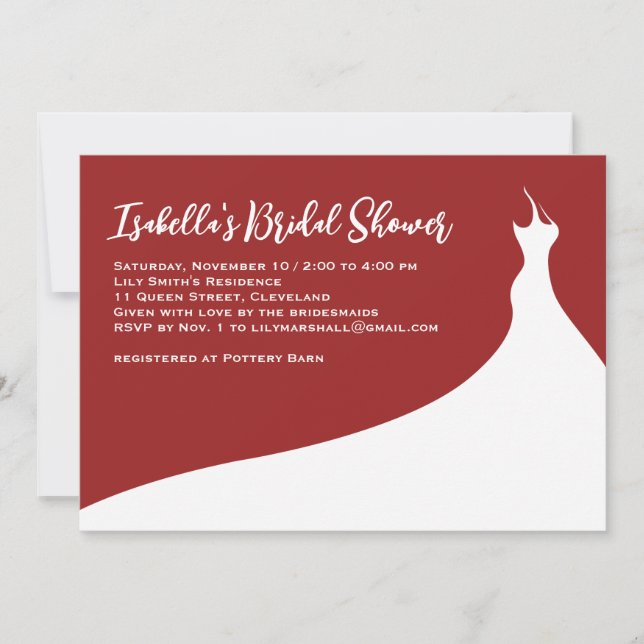 Elegante Bridal Shower Invitación rojo (Anverso)