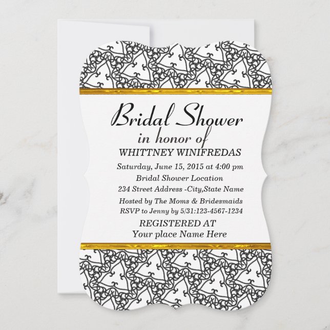 Elegante Bridal White Shower Invitación (Anverso)