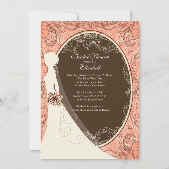 Elegante Bride Bridal Shower Invitaciones (Anverso)