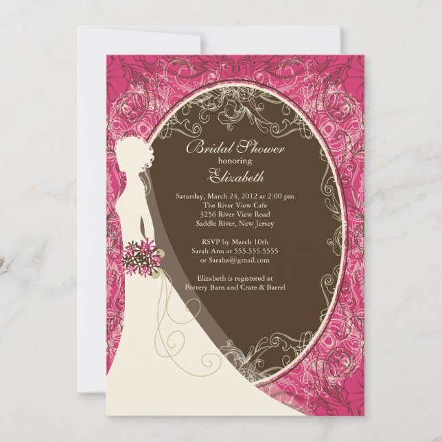 Elegante Bride Bridal Shower Invitaciones (Anverso)