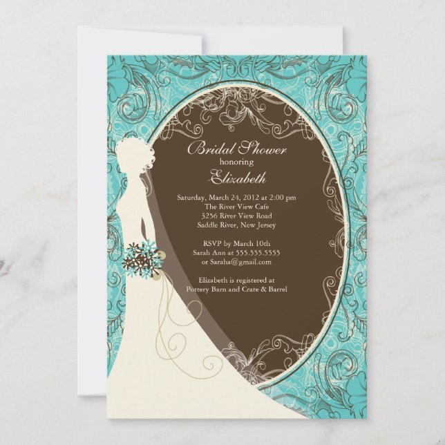 Elegante Bride Bridal Shower Invitaciones (Anverso)