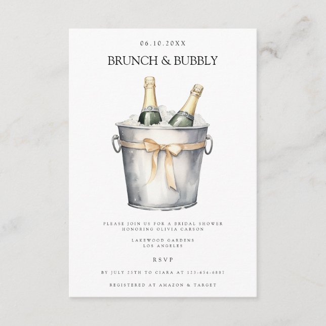 Elegante Brunch & Bubbly Bridal Shower Invitación (Anverso)