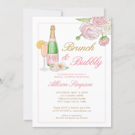 Elegante Brunch de novias florales e invitación a 