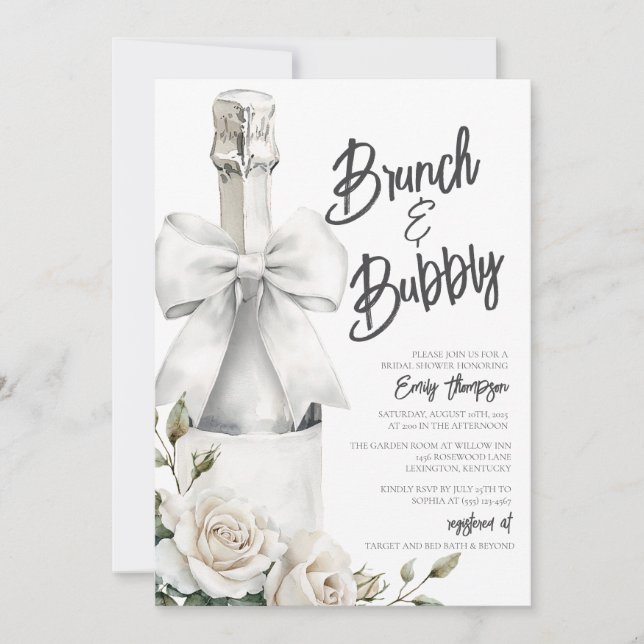 Elegante brunch floral blanco y burbujeante (Anverso)