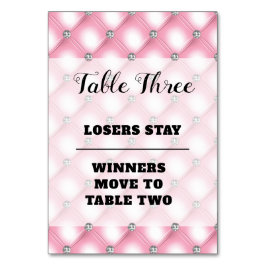 Elegante Bunco Rosa Número Tres Tarjeta De Mesa