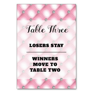Elegante Bunco Rosa Número Tres Tarjeta De Mesa