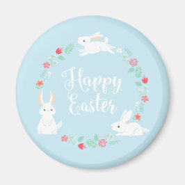 Elegante Bunny Floral Easter | Imán