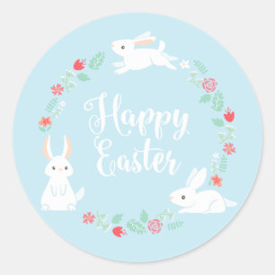 Elegante Bunny Floral Easter Sello Pegatina