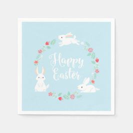 Elegante Bunny Floral Easter | Servilleta de papel