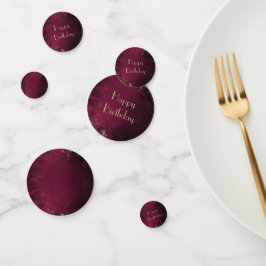 Elegante Burgundy & Faux Gold Confetti