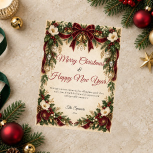 Elegante Burgundy Feliz Navidad Feliz Año Nuevo