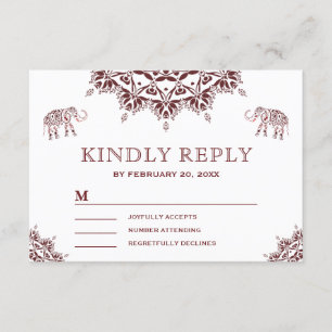 Elegante Burgundy Henna India RSVP