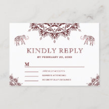 Elegante Burgundy Henna Indian RSVP