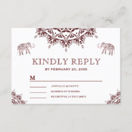 Elegante Burgundy Henna Indian RSVP