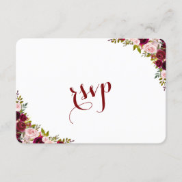 Elegante Burgundy Marsala Floral Fall Wedding RSVP