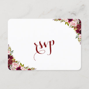 Elegante Burgundy Marsala Floral Fall Wedding RSVP
