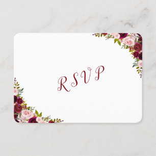 Elegante Burgundy Marsala Floral Fall Wedding RSVP