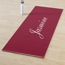 Elegante Burgundy Nombre Personalizado Yoga Mat