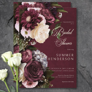Elegante Burgundy Oscuro y Crema Invitación de Duc